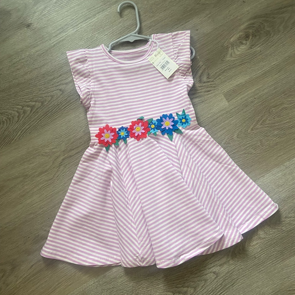 Boden 2-3 years Flower Striped Dress Lilac NWT
